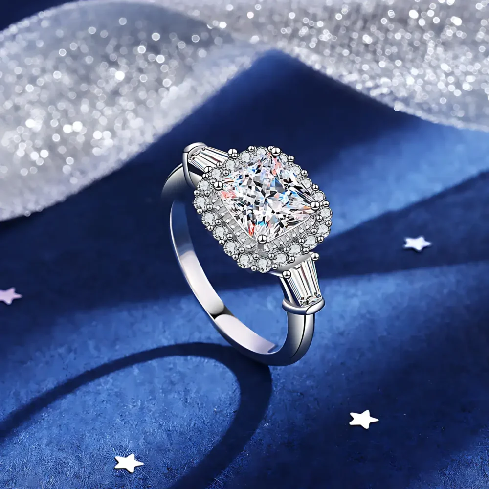 2ct Princess Moissanite Proposal Halo Ring - Image 5