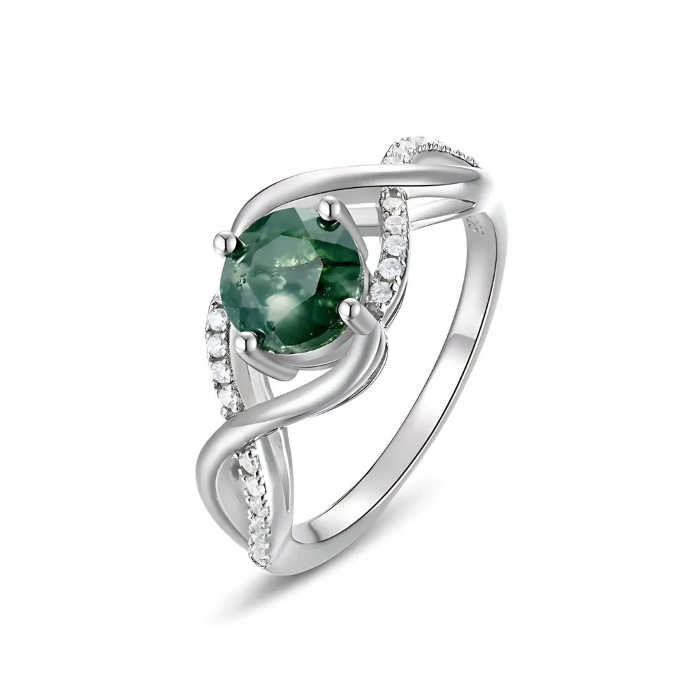 1ct Moss Agate Gemstone Ring - Image 3