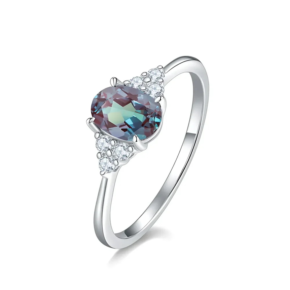 Oval Alexandrite Silver Ring - Image 3