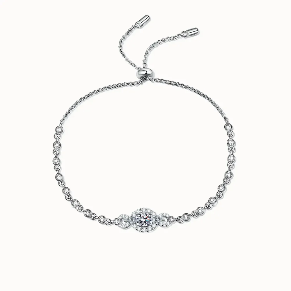 0.5ct Moissanite Oval Cut Holo Bracelet