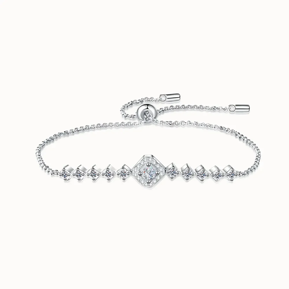 0.7ct Square Moissanite Bolo Bracelet