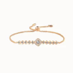 0.7ct Square Moissanite Champagne Gold Bracelet