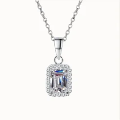 1ct Emerald Cut Moissanite Necklace