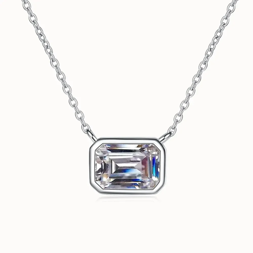 1ct Emerald Cut Moissanite Necklace