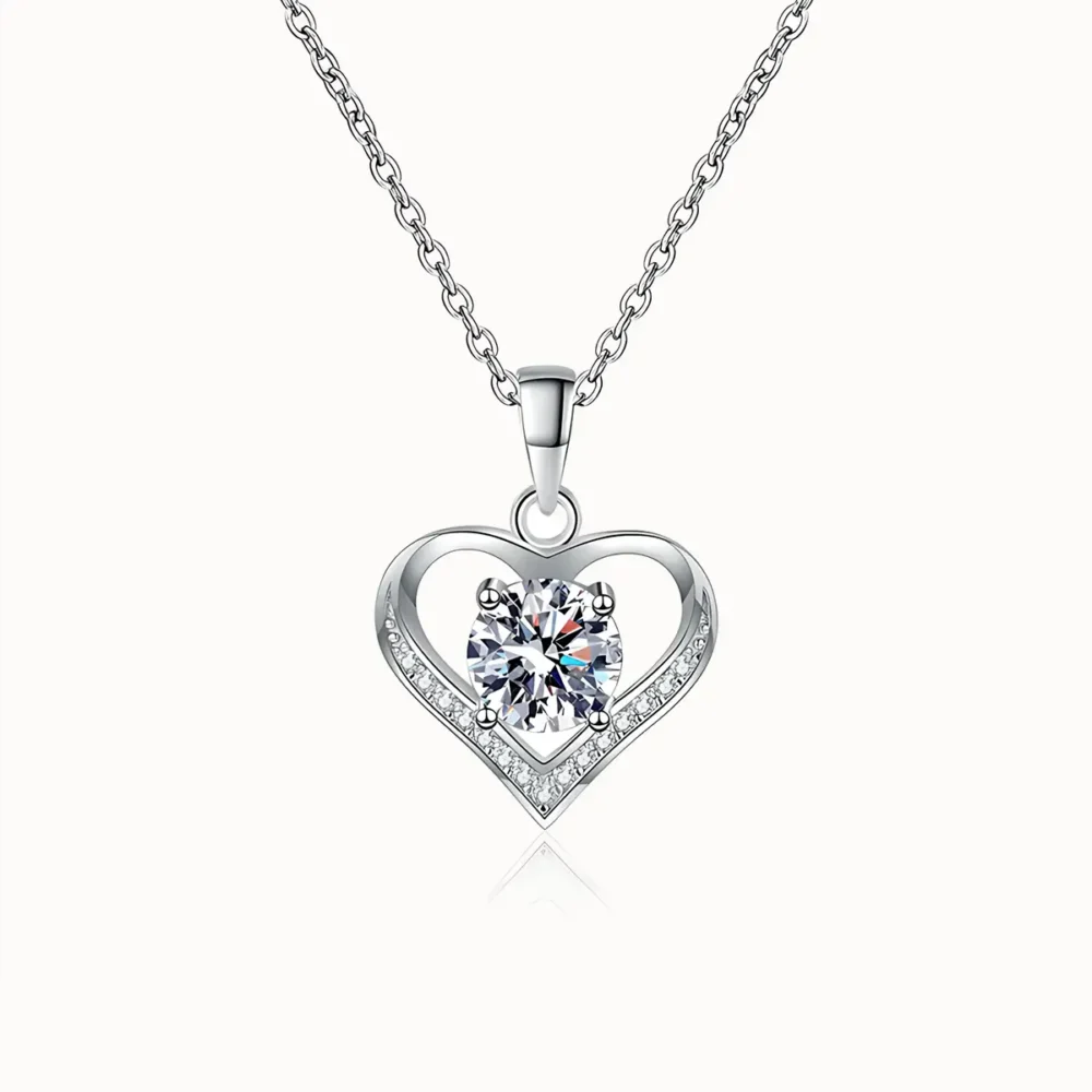 1ct Heart Moissanite Necklace