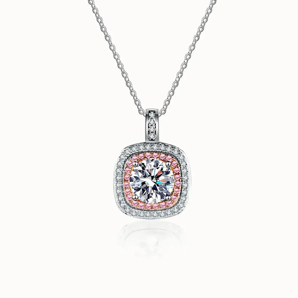 1ct Pink Moissanite Necklace