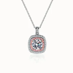1ct Pink Moissanite Necklace
