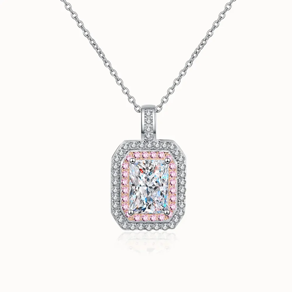 1ct Radiant Cut Moissanite Pendant Necklace