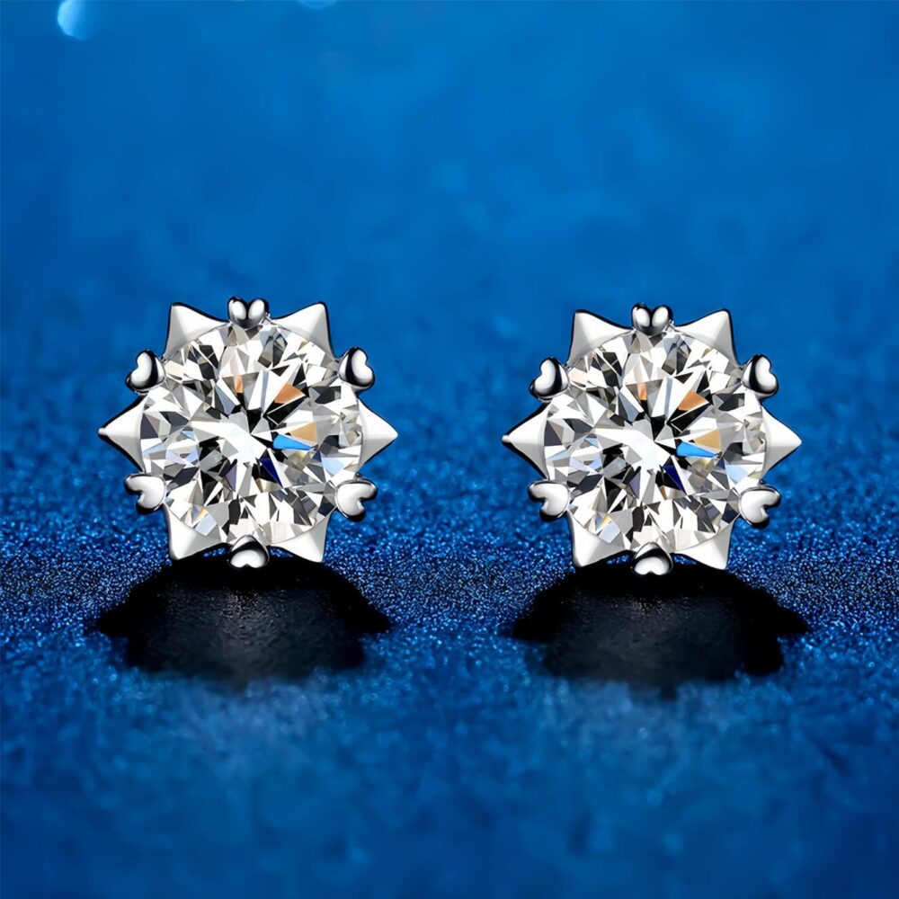 Snowflake Moissanite Studs - Image 3