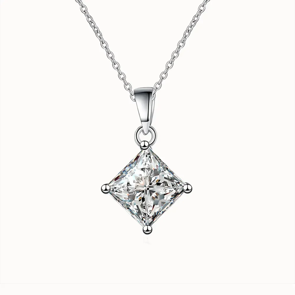 1ct/2ct Princess Cut Moissanite Necklace