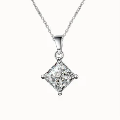 1ct/2ct Princess Cut Moissanite Necklace