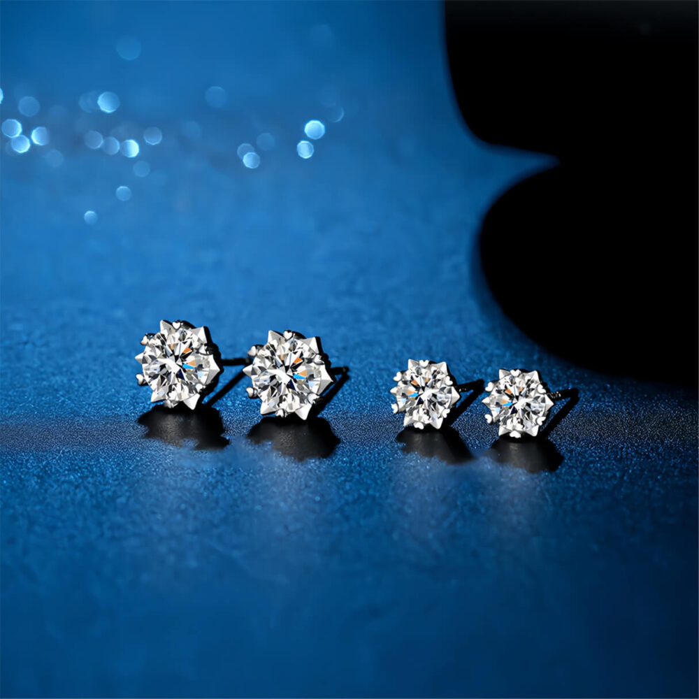 Snowflake Moissanite Studs - Image 4
