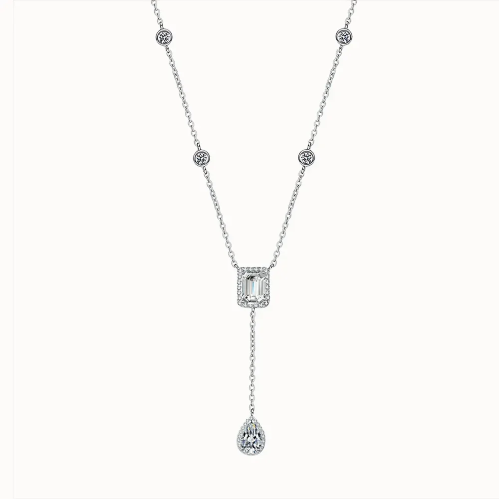 3ct Moissanite Lariat Necklace