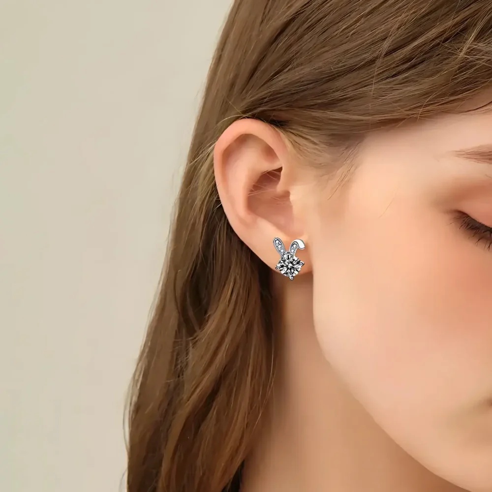 Rabbit Moissanite Earrings - Image 2