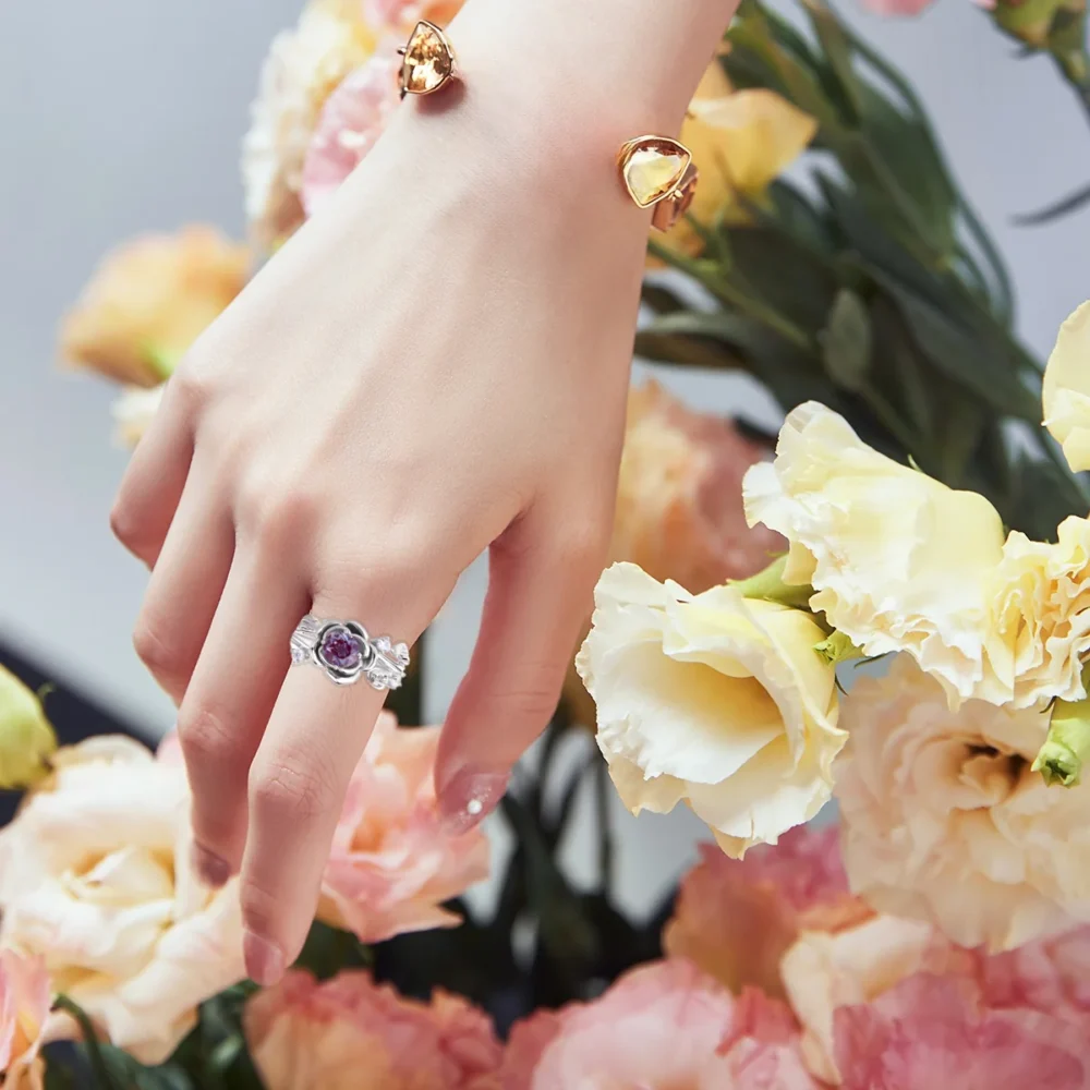 Vintage Leaf Branch Alexandrite Cluster Ring - Image 4