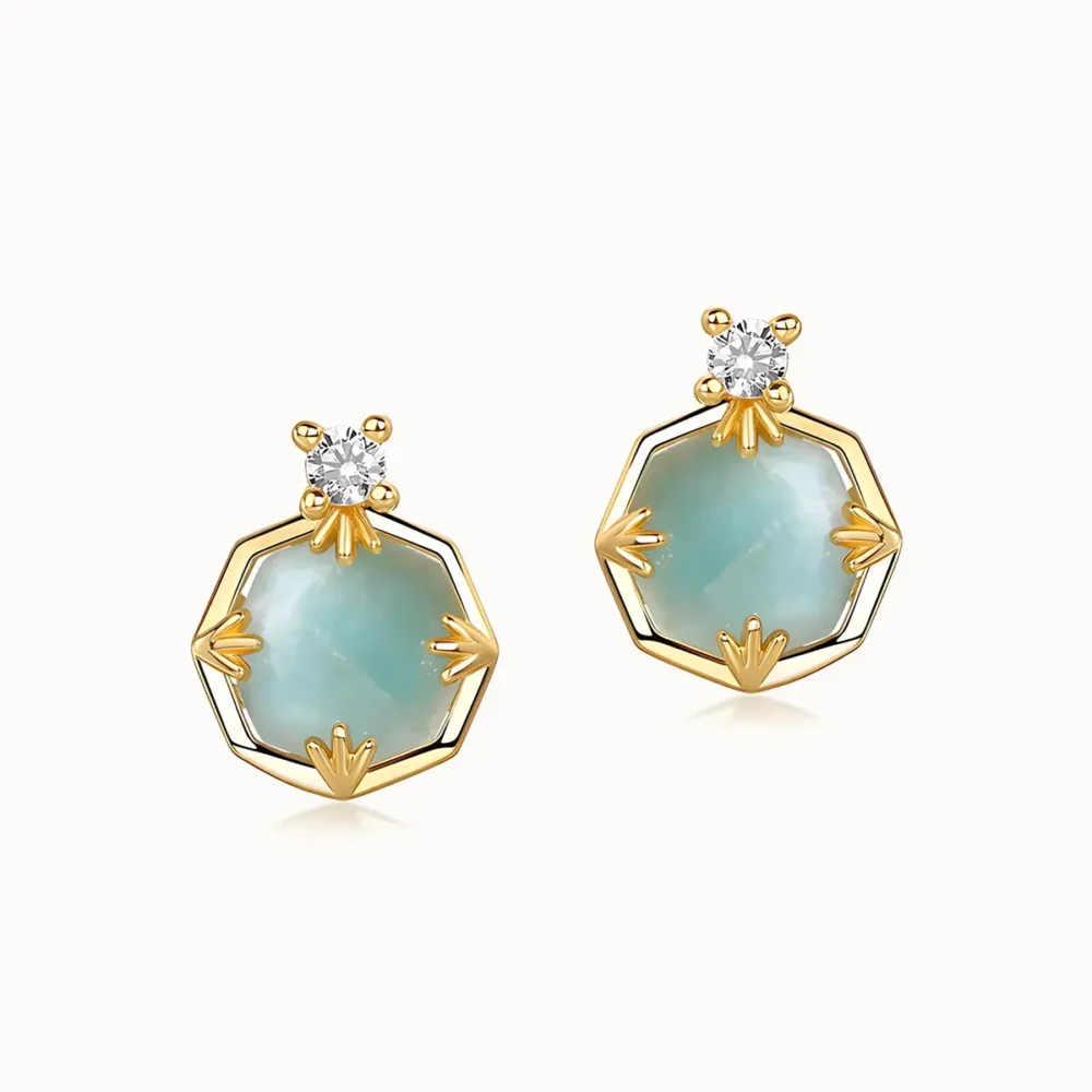 Amazonite Green Gemstone Studs