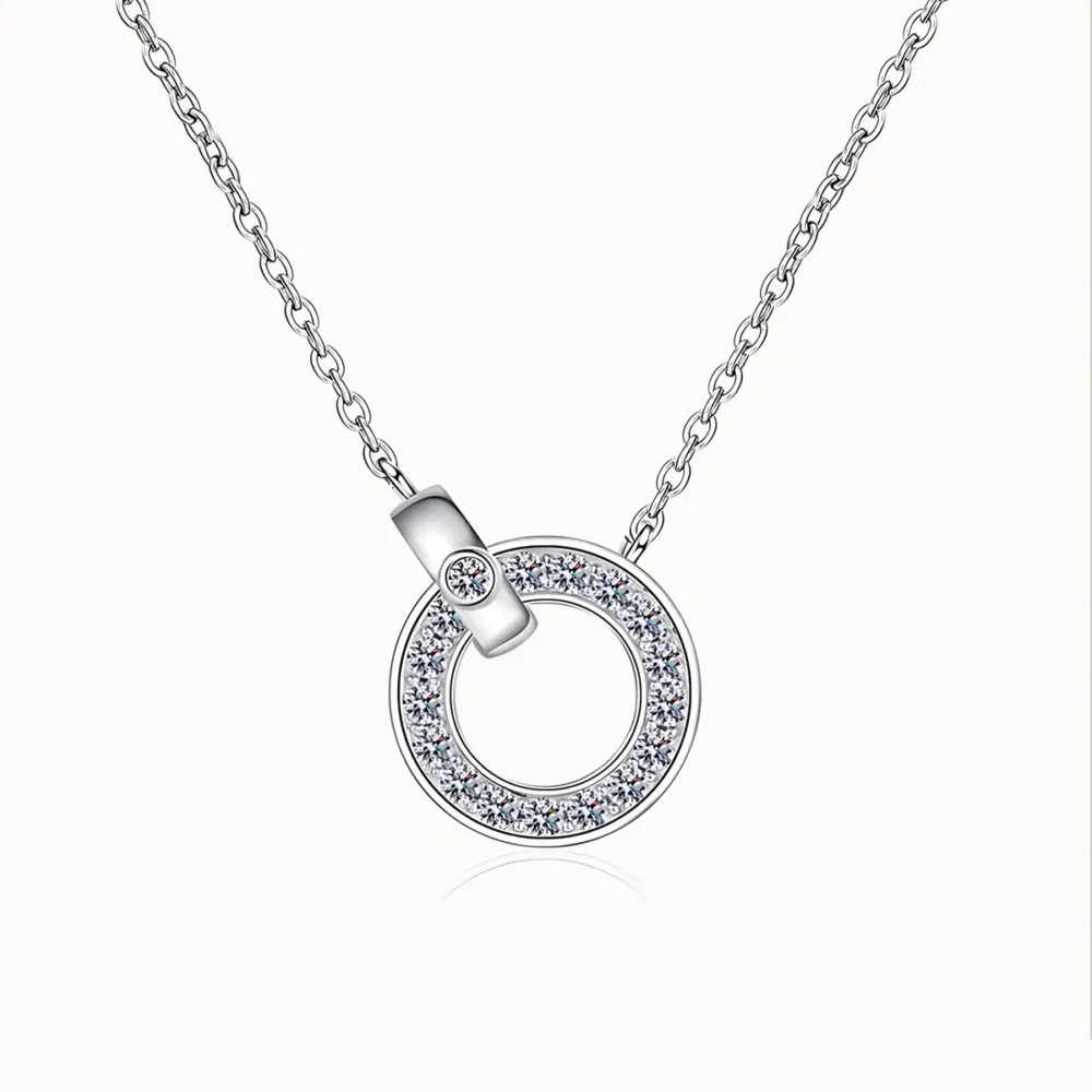 Circle Pendant Moissanite Necklace