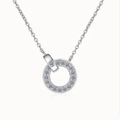 Circle Pendant Moissanite Necklace