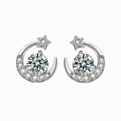 Moon Star Moissanite Earrings