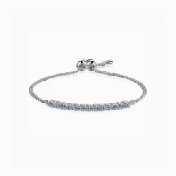 Round Cut Moissanite Bar Bolo Bracelet