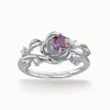 Vintage Leaf Branch Alexandrite Cluster Ring