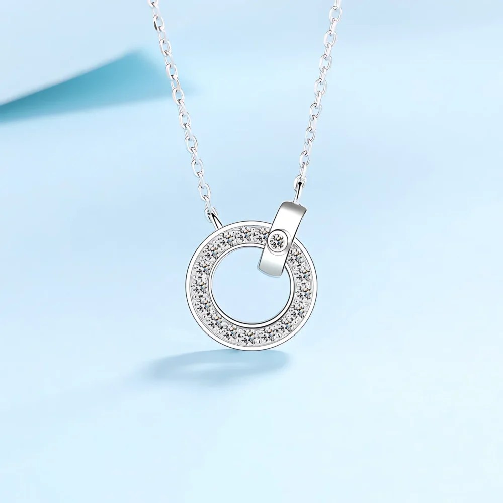 Circle Pendant Moissanite Necklace - Image 5