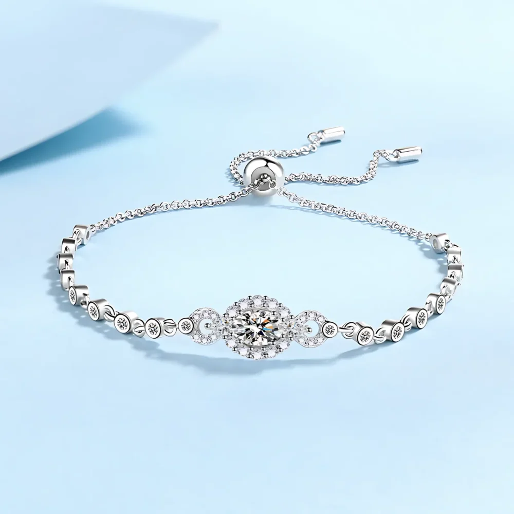 0.5ct Moissanite Oval Cut Holo Bracelet - Image 3