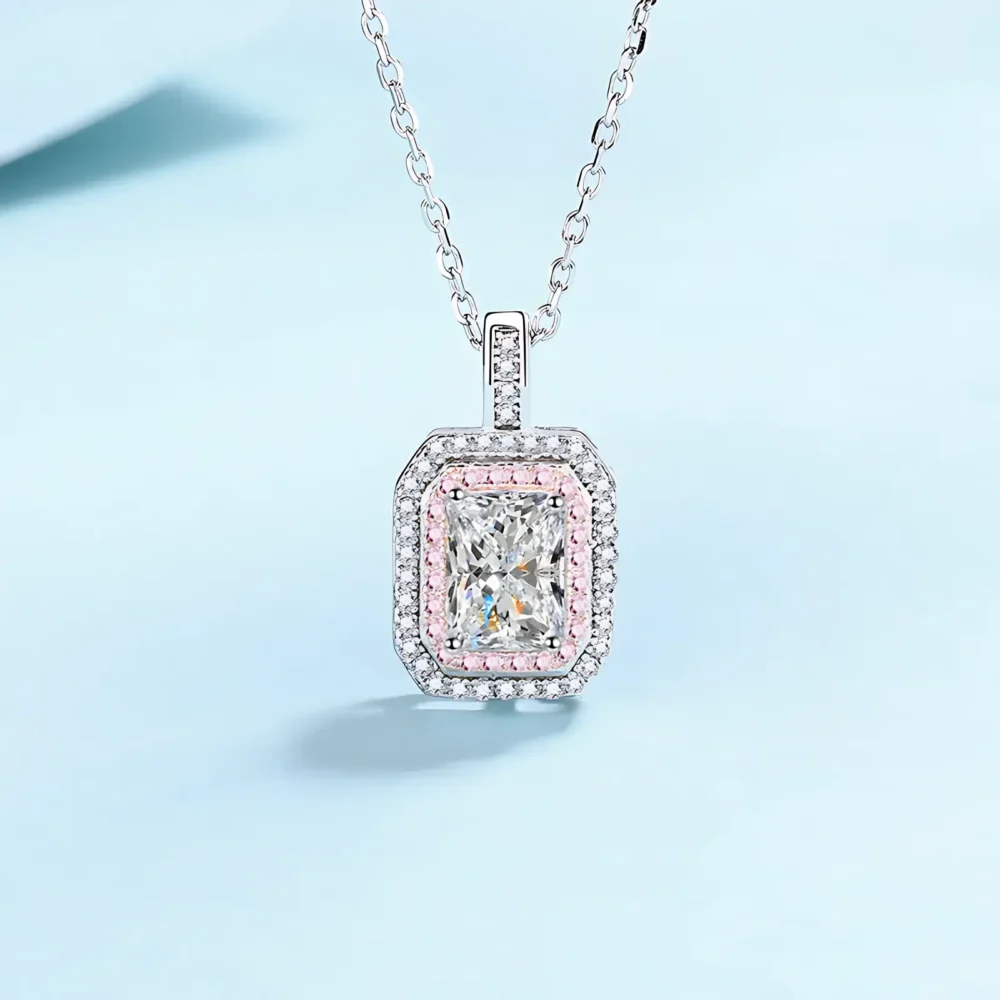 1ct Radiant Cut Moissanite Pendant Necklace - Image 3