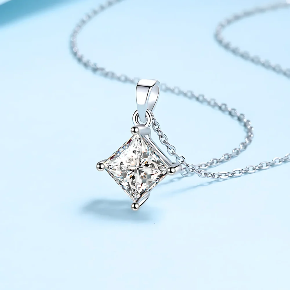 1ct/2ct Princess Cut Moissanite Necklace - Image 4