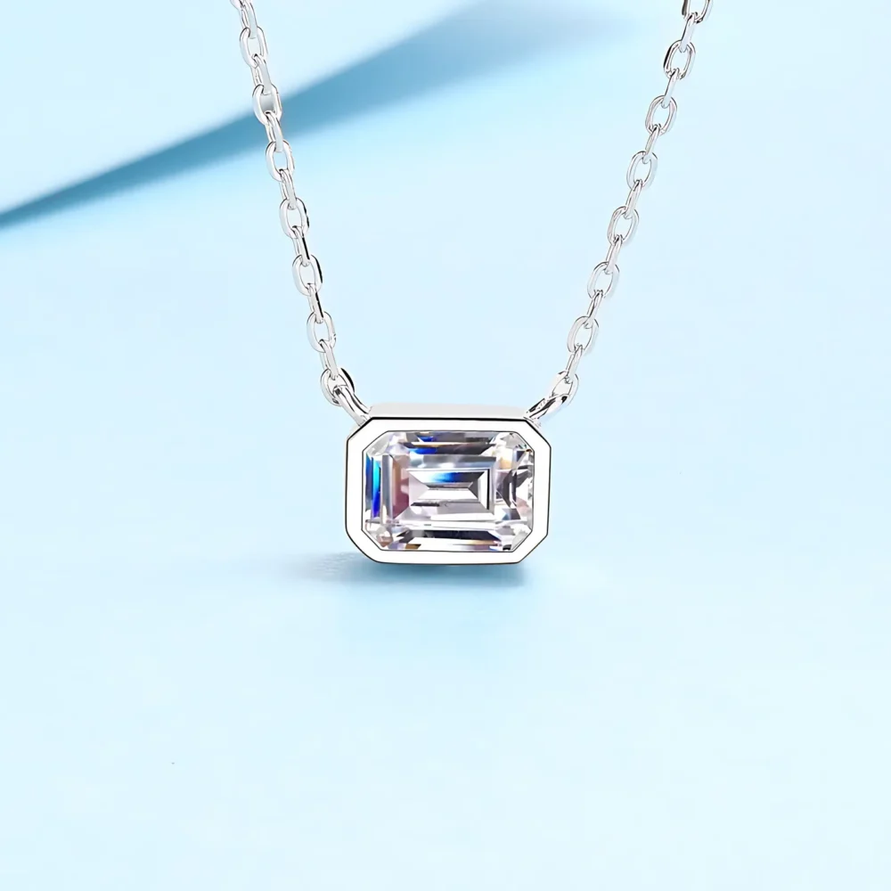 1ct Emerald Cut Moissanite Necklace - Image 4