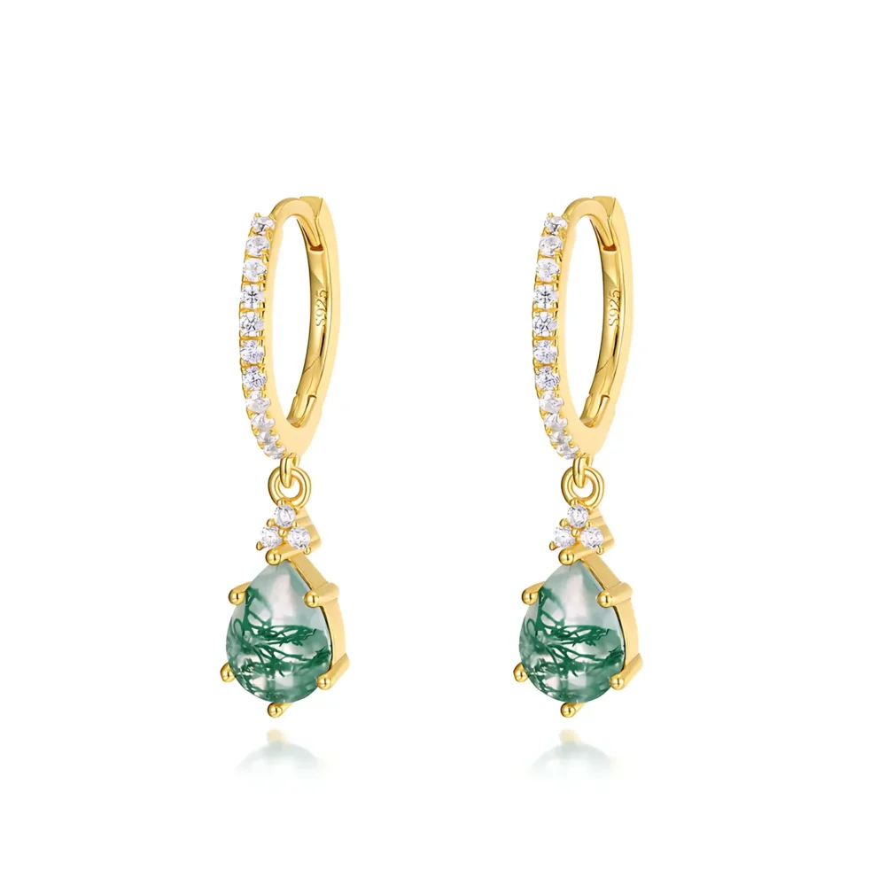 Moss Agate Hoop Charms
