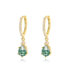 Moss Agate Hoop Charms