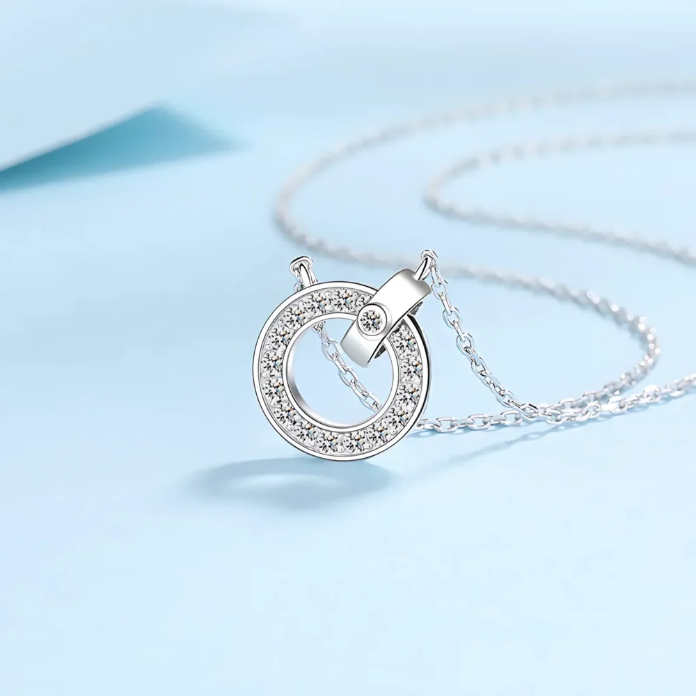 Circle Pendant Moissanite Necklace - Image 4