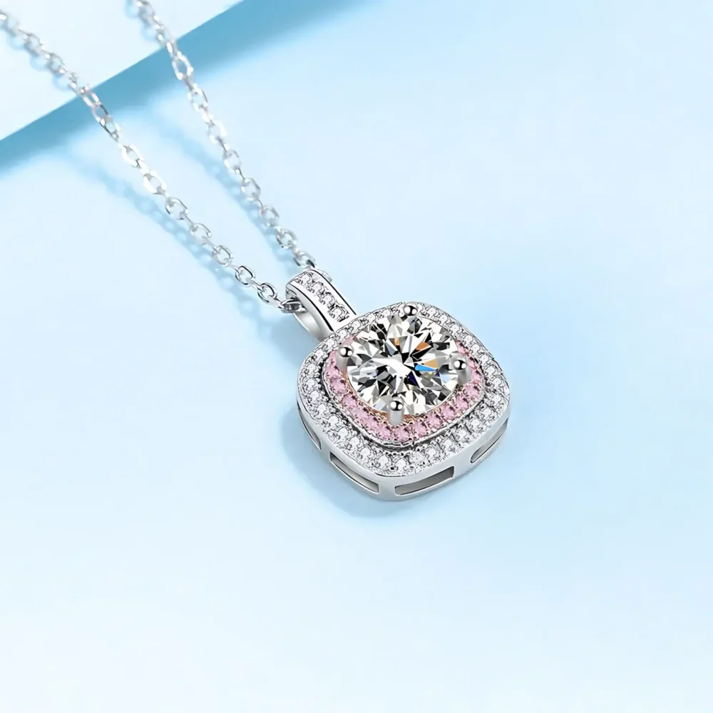 1ct Pink Moissanite Necklace - Image 4