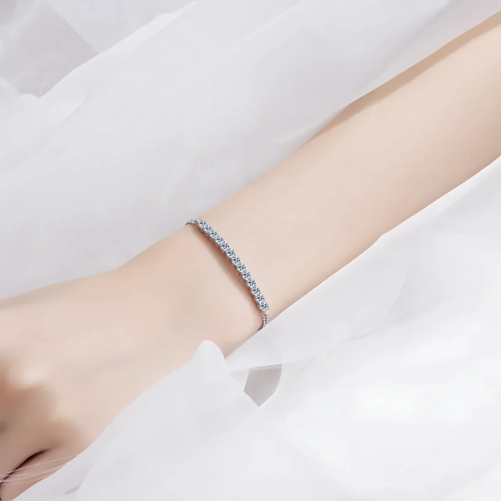 Round Cut Moissanite Bar Bolo Bracelet - Image 5