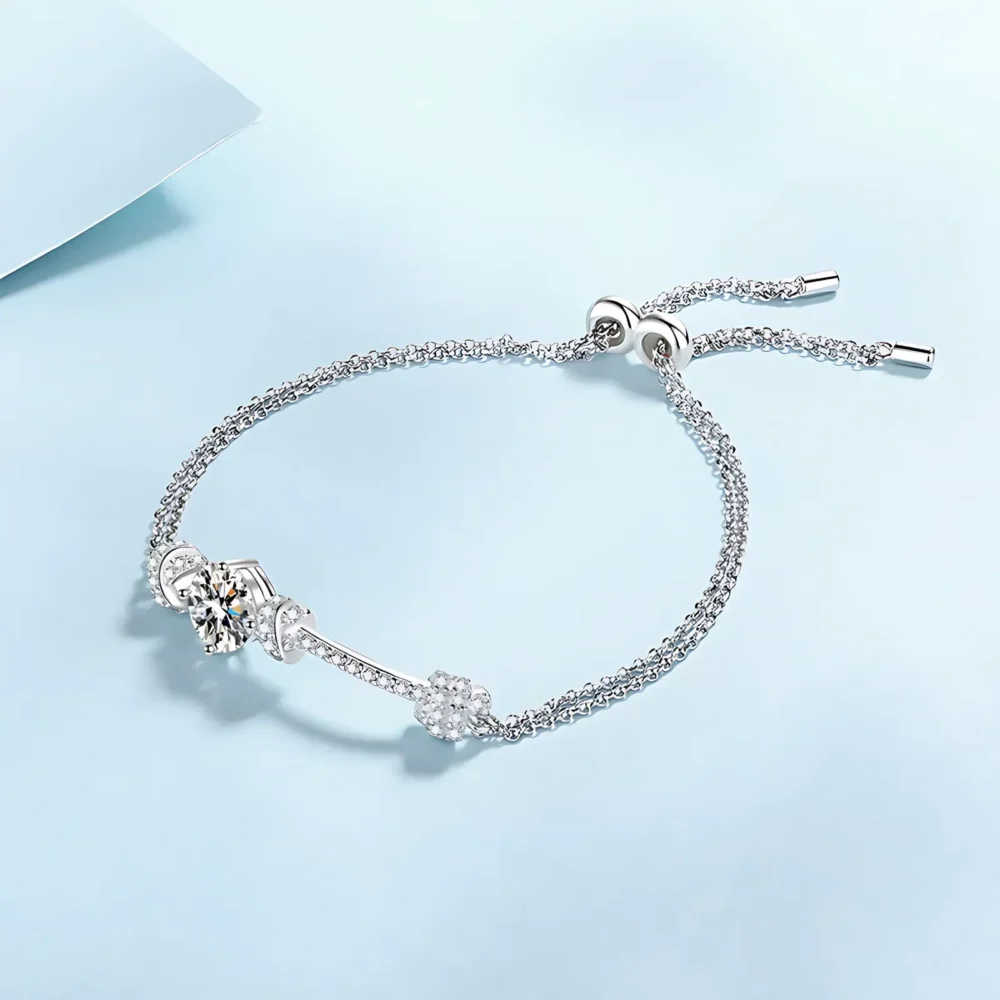 2ct Moissanite Silver Bolo Bracelet - Image 3