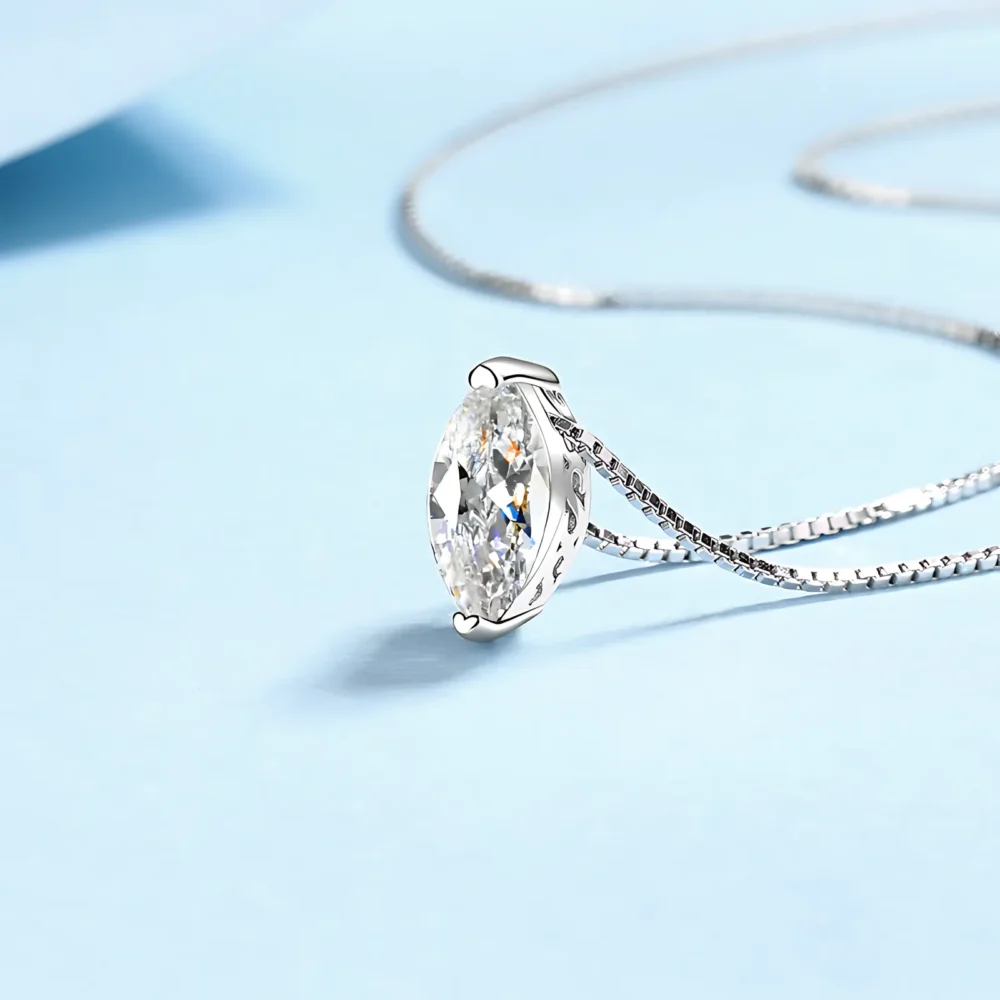 1ct Moissanite Marquise Cut Pendant Necklace - Image 4