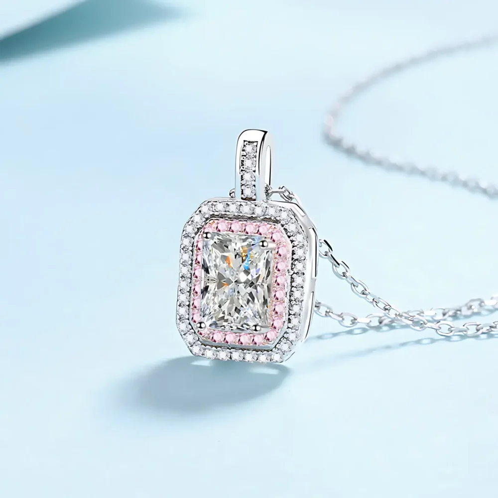 1ct Radiant Cut Moissanite Pendant Necklace - Image 4