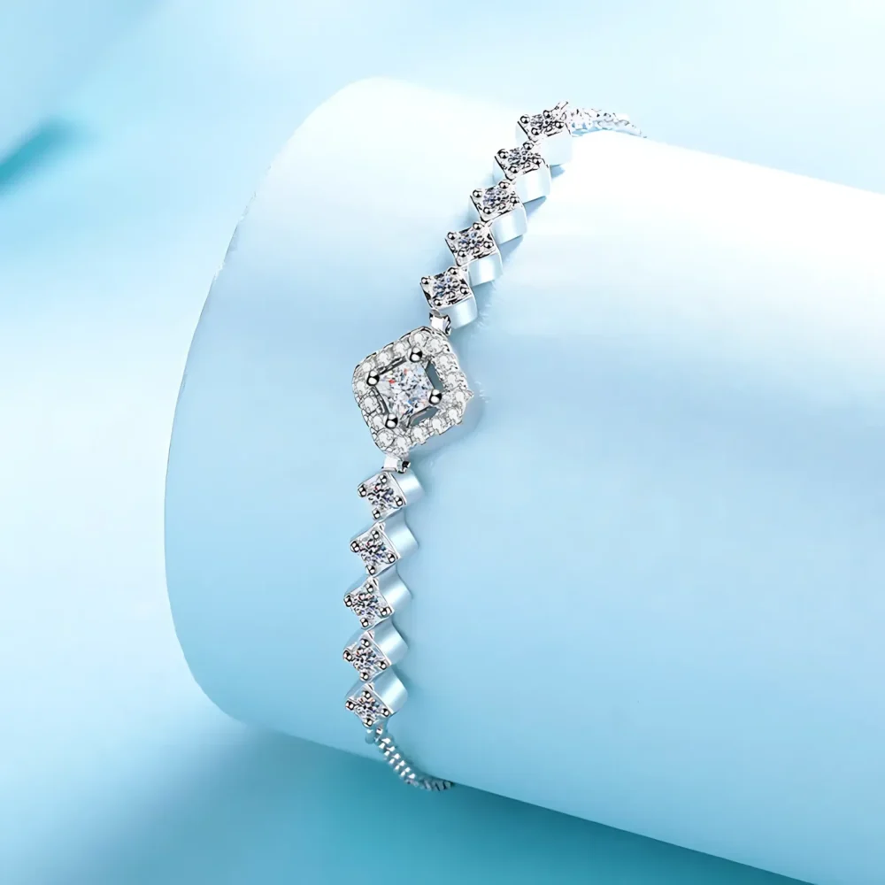 0.7ct Square Moissanite Bolo Bracelet - Image 4