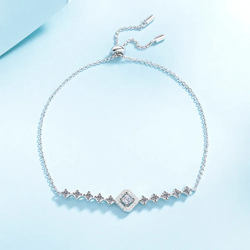 0.7ct Square Moissanite Bolo Bracelet - Image 3