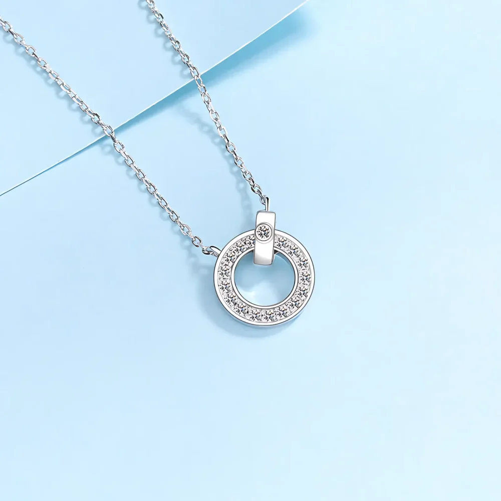 Circle Pendant Moissanite Necklace - Image 3