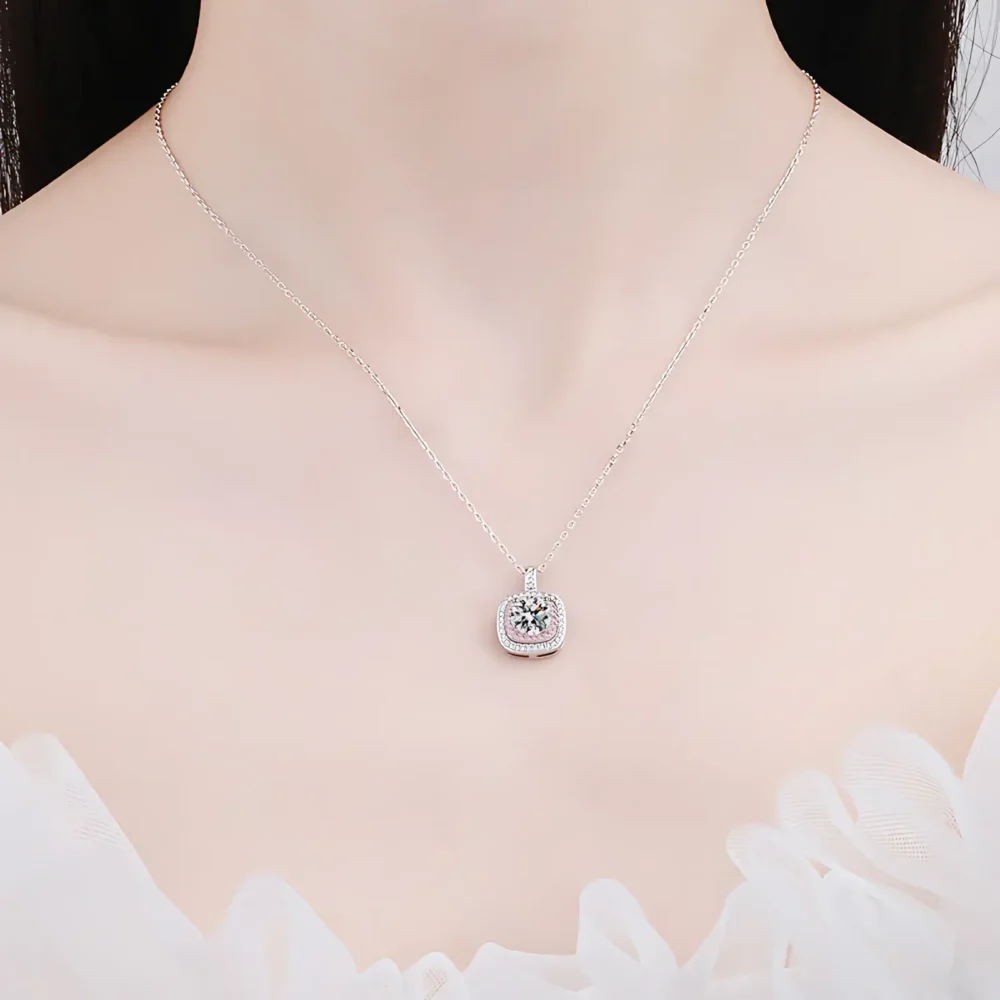 1ct Pink Moissanite Necklace - Image 2