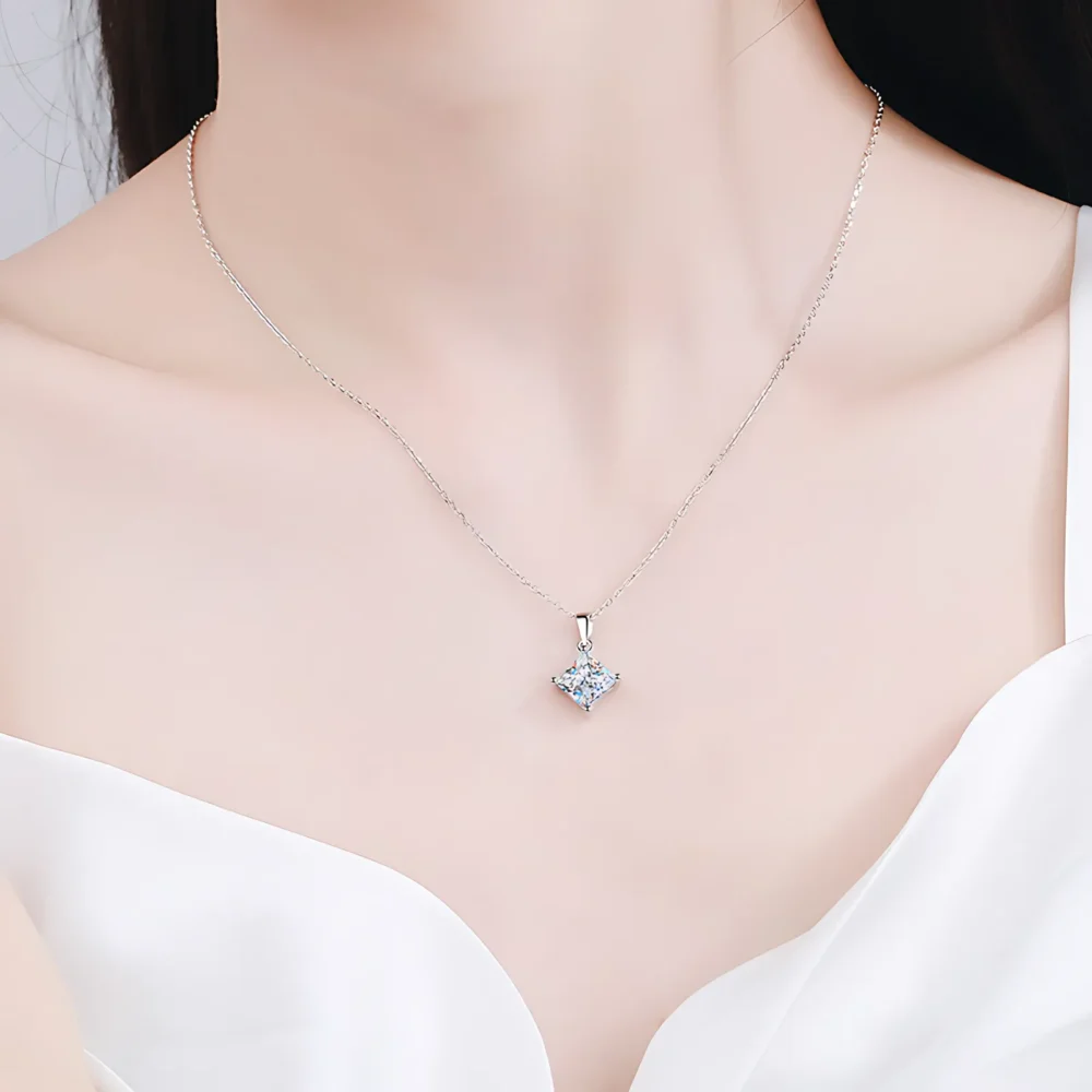 1ct/2ct Princess Cut Moissanite Necklace - Image 2
