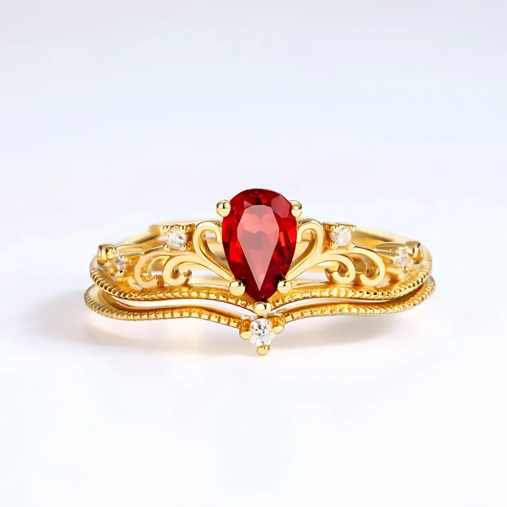Vintage Garnet Stackable Ring - Image 4