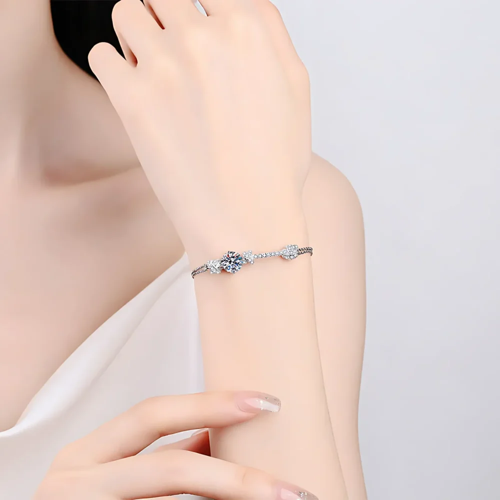 2ct Moissanite Silver Bolo Bracelet - Image 2