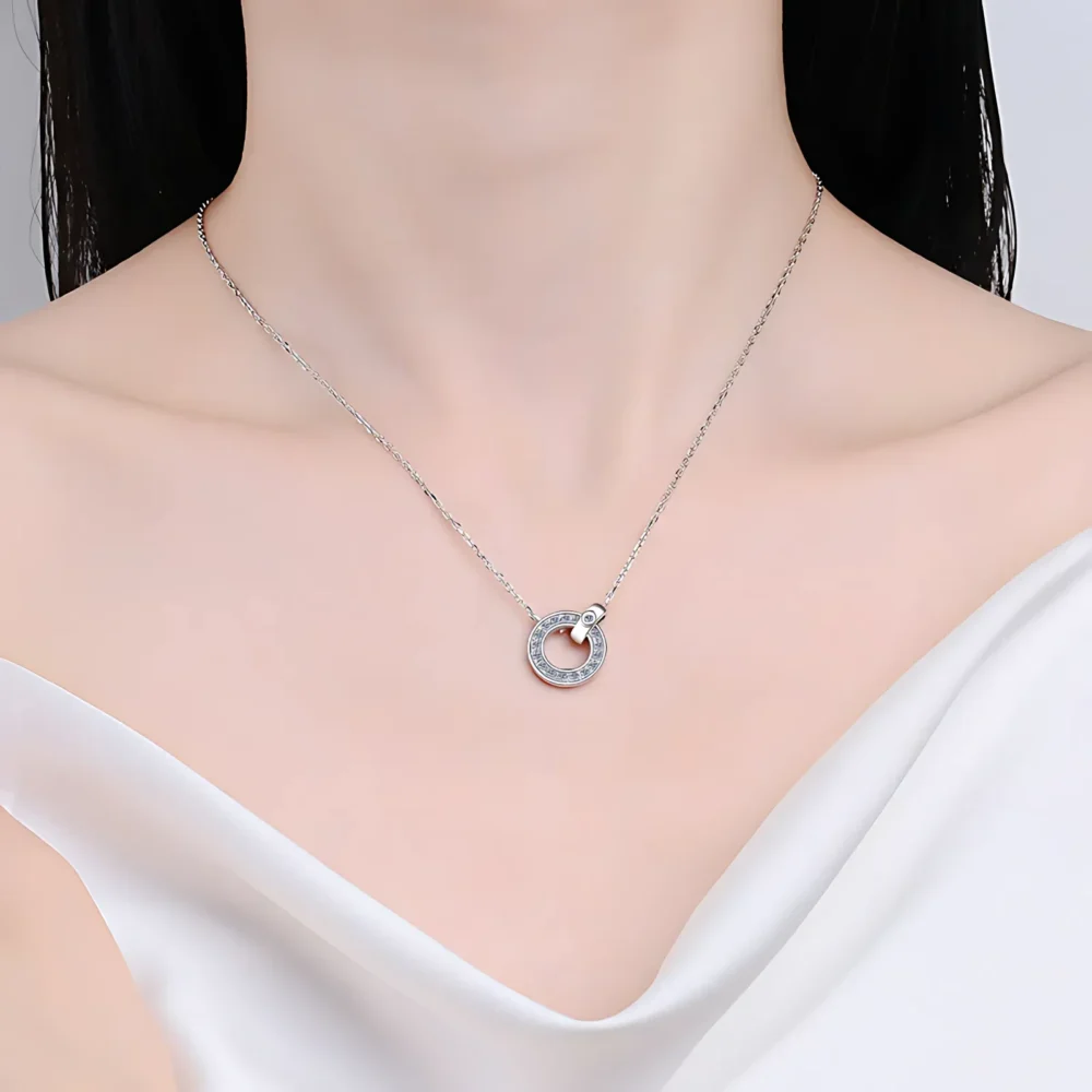 Circle Pendant Moissanite Necklace - Image 2