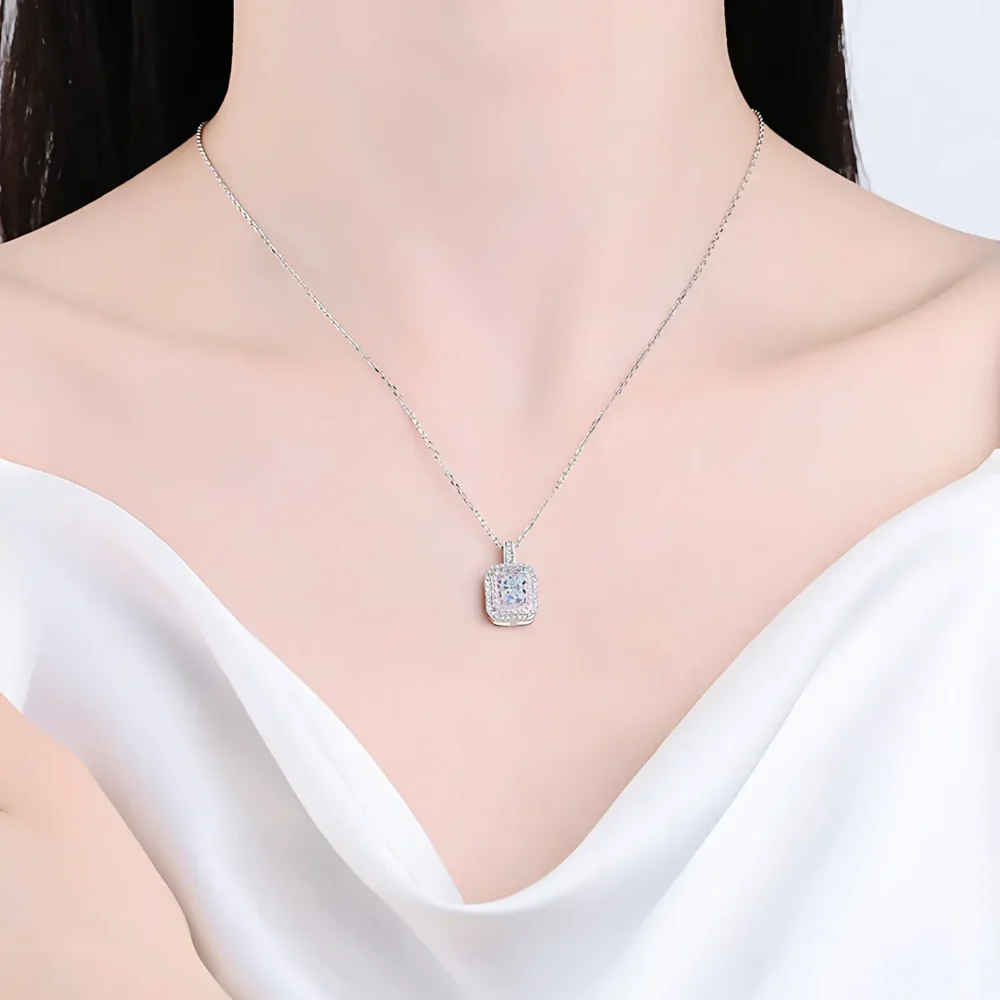 1ct Radiant Cut Moissanite Pendant Necklace - Image 2