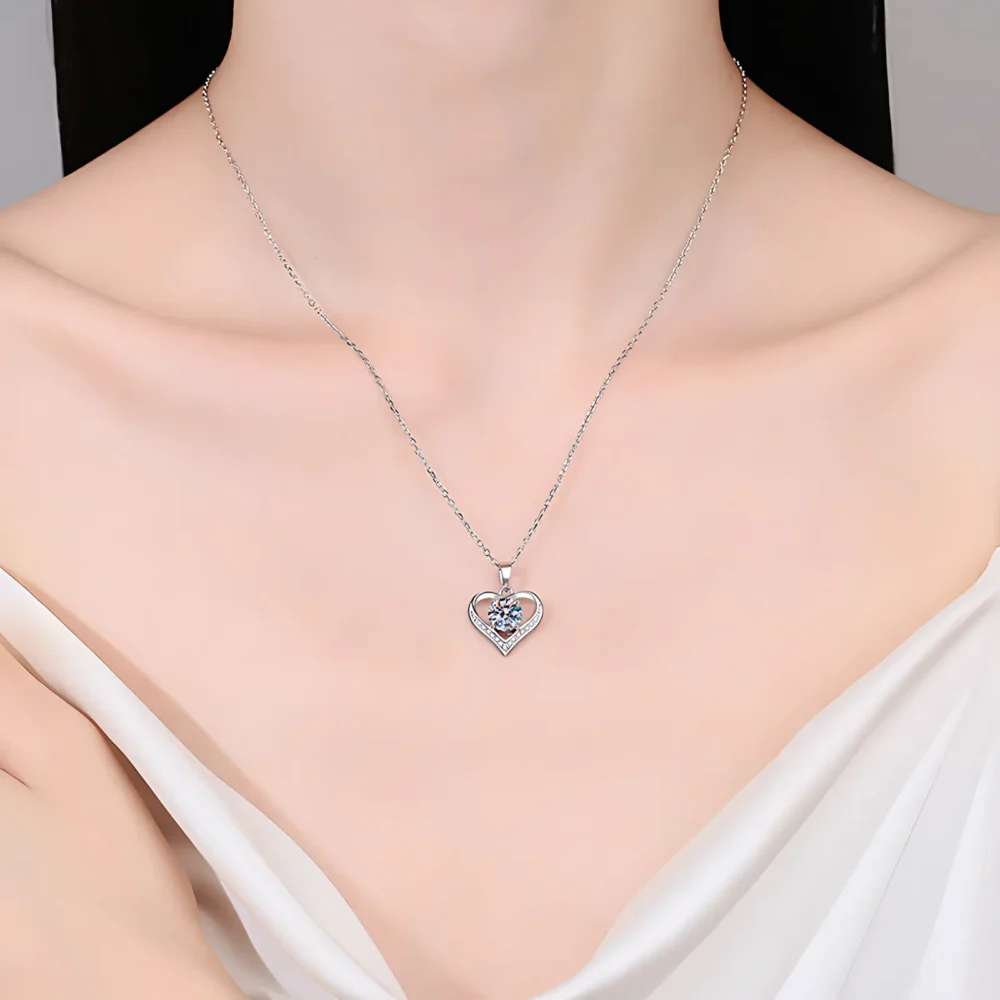 1ct Heart Moissanite Necklace - Image 2
