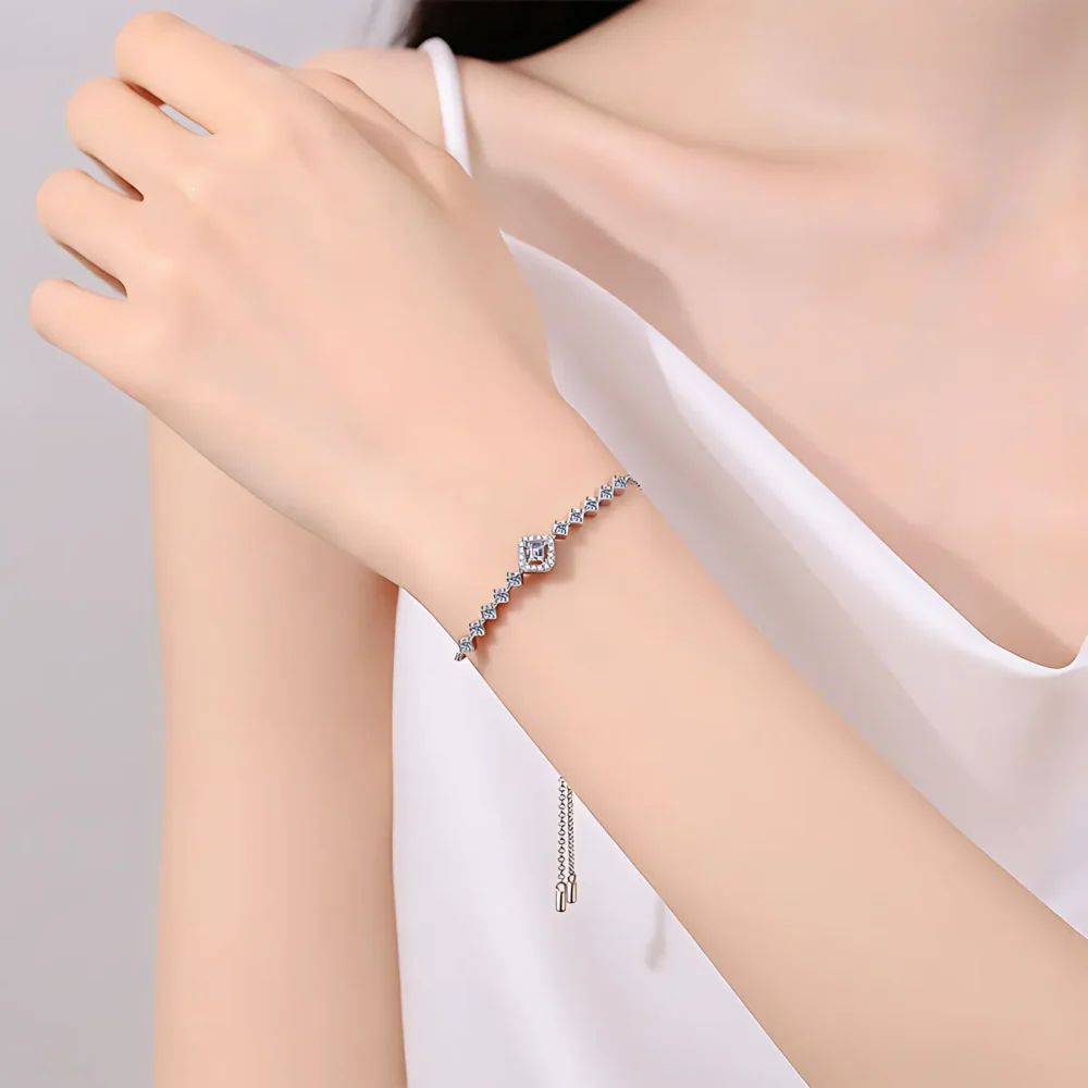 0.7ct Square Moissanite Bolo Bracelet - Image 2