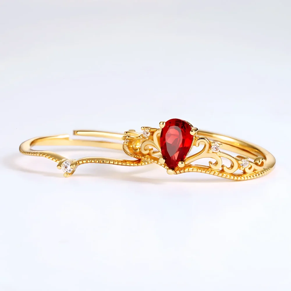 Vintage Garnet Stackable Ring - Image 3